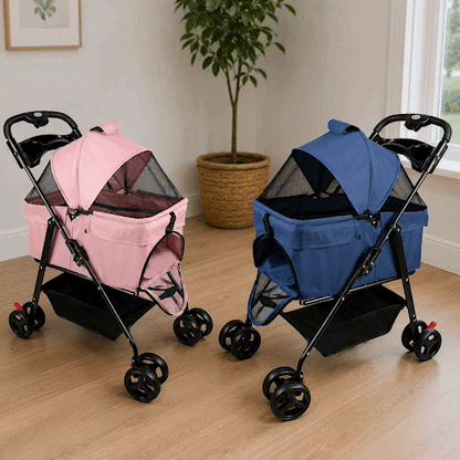 poussette pour chien rose bleue promenade