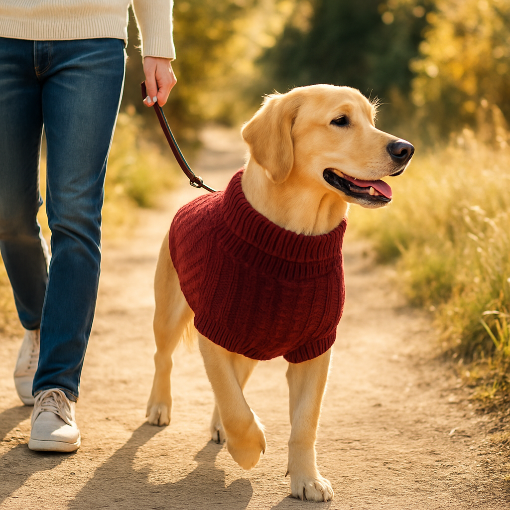 pull pour chien sortie printemps chaud rouge aventure sentier
