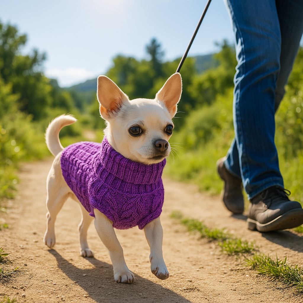 pull pour chien sortie promenade printemps automne chaud mauve