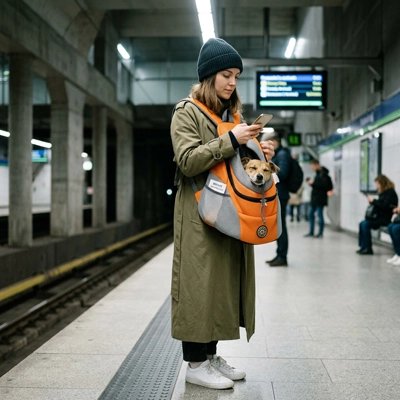 sac a dos chien orange transport en commun femme 