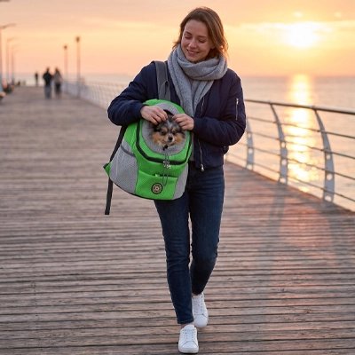 sac a dos chien vert votage femme