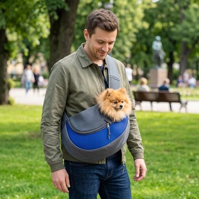 sac de transport pour chien bleu gris homme 