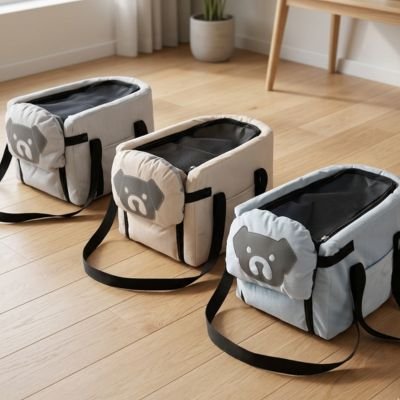 sac de transport pour chien couleur bleue beige gris