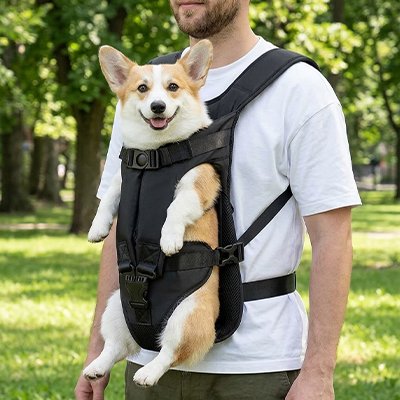 sac de transport pour chien couleur noir marche homme