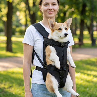 sac de transport pour chien couleur noir promenade femme