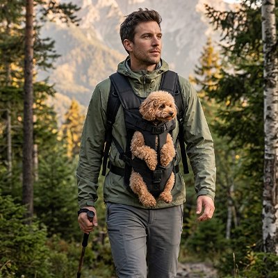 sac de transport pour chien couleur noir sortie sentier homme