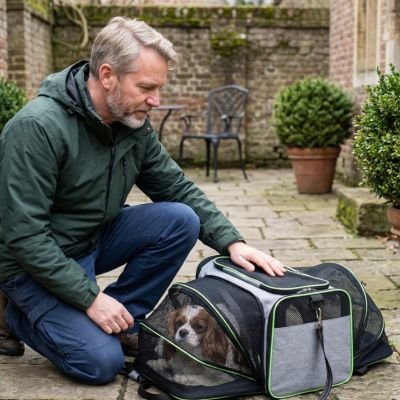 sac de transport pour chien couleur vert extérieur homme