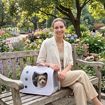 sac de transport pour chien gris rose exterieur femme