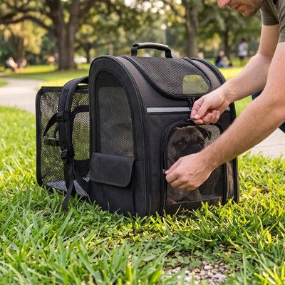 sac de transport pour chien noir parc
