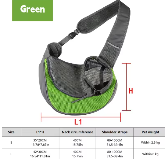 sac de transport pour chien vert mesure taille