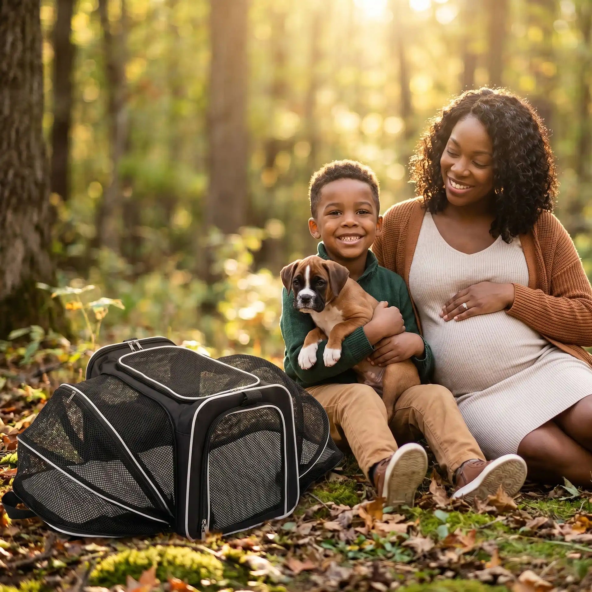 sac de transport pour chien couleur blanc enfant maman 